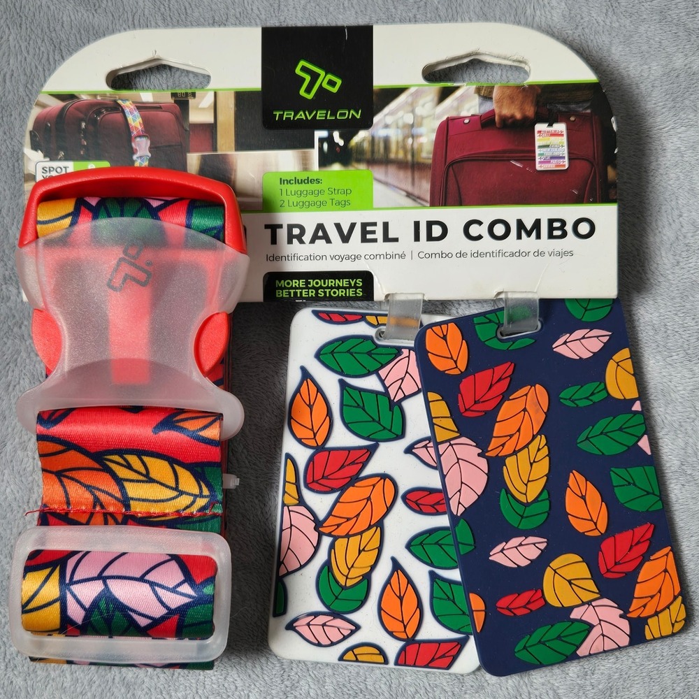 Travelon Travel ID Combo‎ Luggage Strap 2 Luggage Tags Floral Print